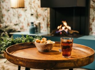 tea and snacks by the fire