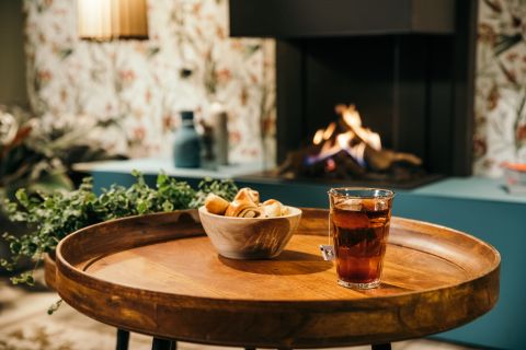tea and snacks by the fire